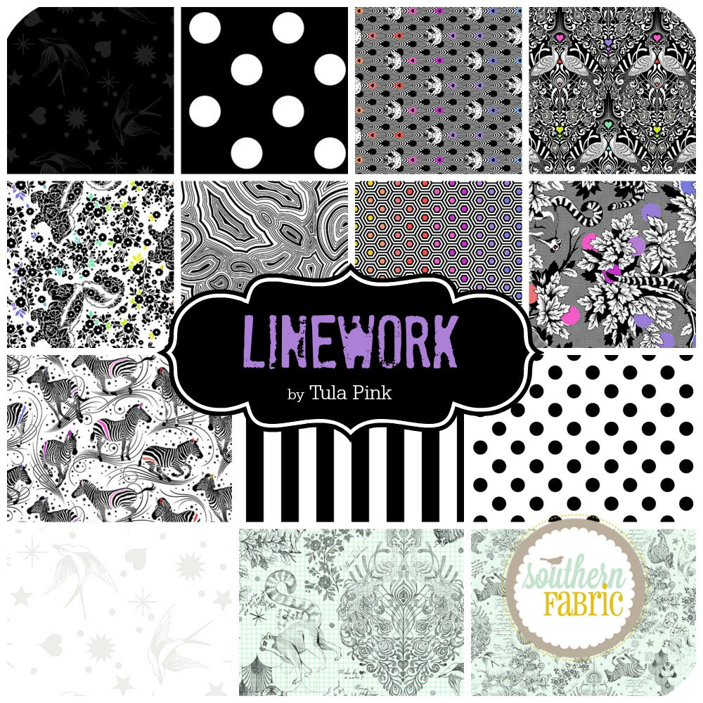 Fabric-Tula Pink Linework Skunks - 803081017871