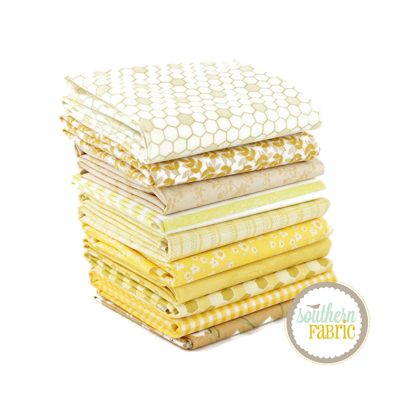 Yellow Fat Quarter Bundle (10 pcs) by Mixed Designers for Southern Fabric