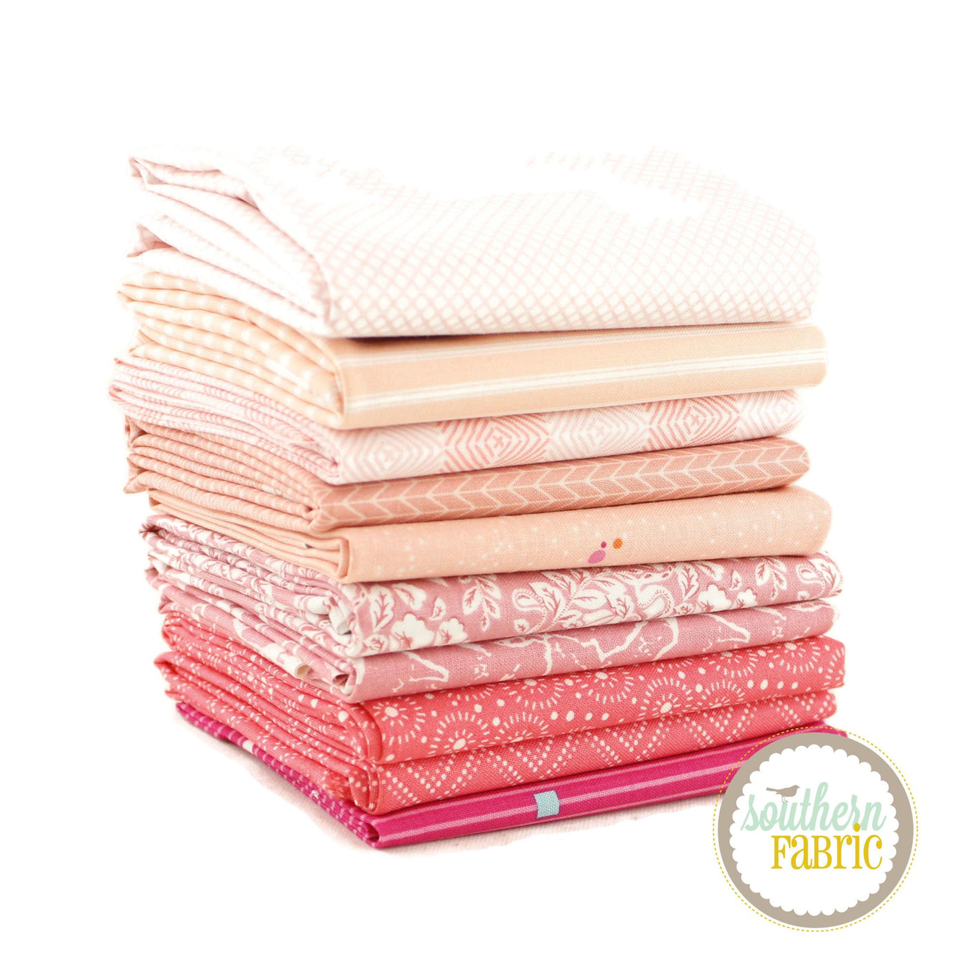 Pink Fat Quarter Bundle (10 pcs) by Mixed Designers for Southern Fabric
