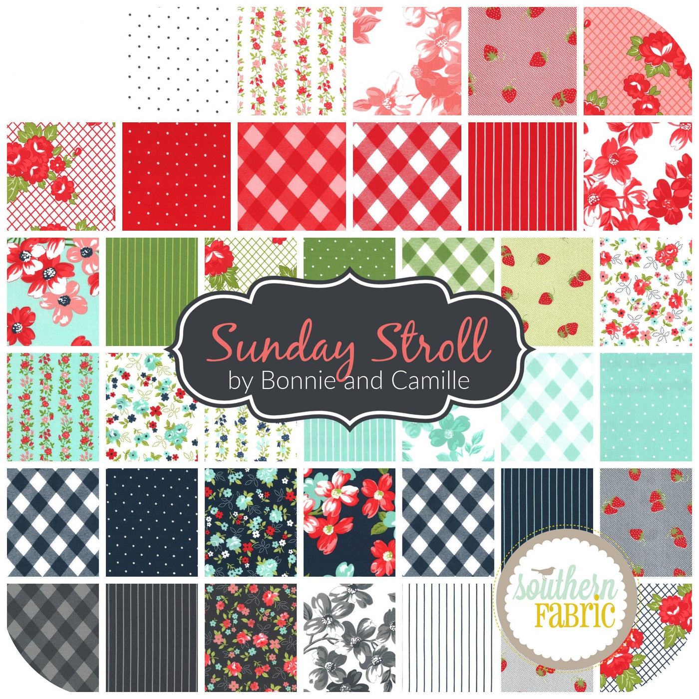 Sunday Stroll Charm Pack (42 pcs) by Bonnie and Camille for Moda
