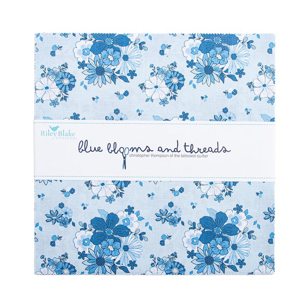 Blue Blooms and Threads - Layer Cake (42 pcs) by Christopher Thompson for Riley Blake