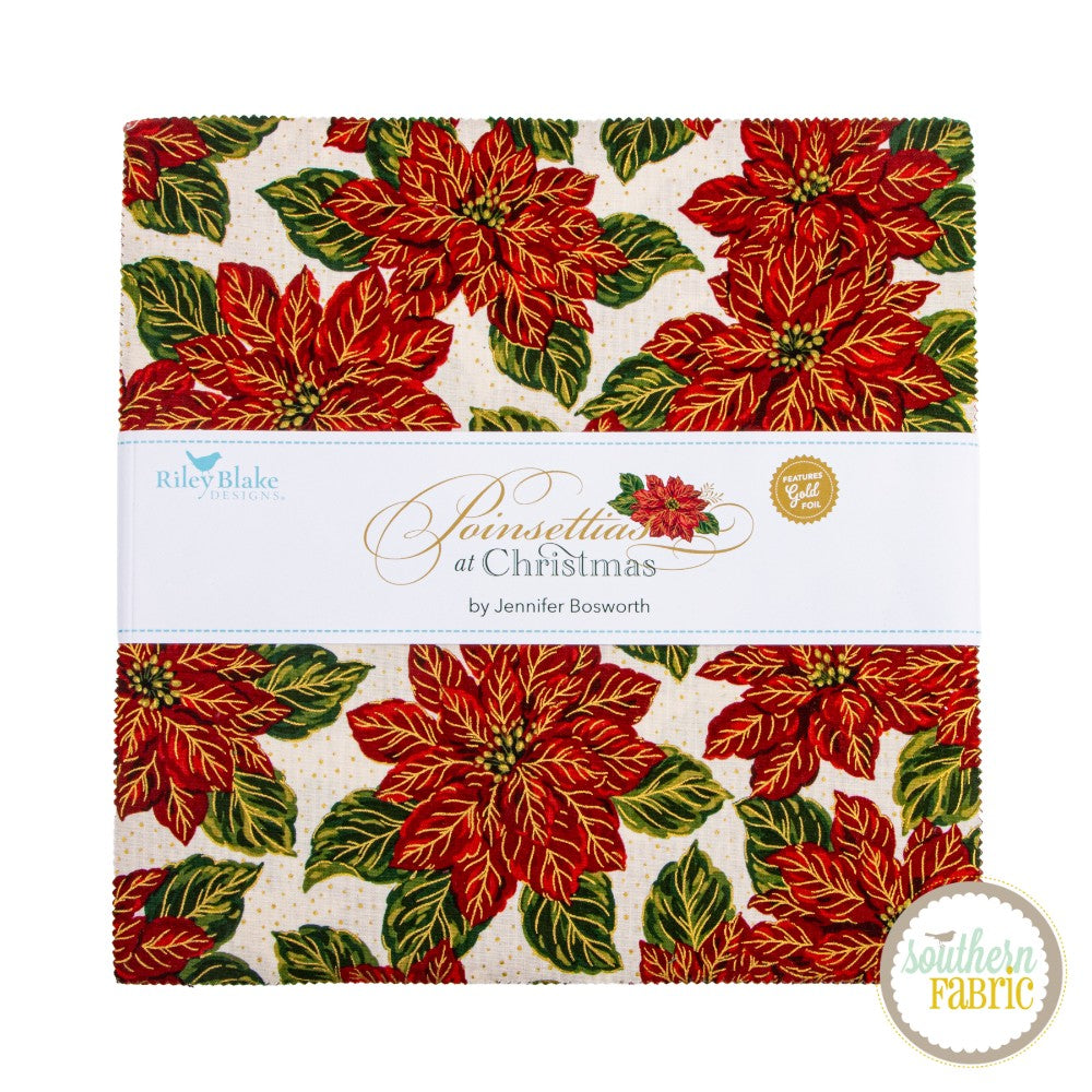 Poinsettias at Christmas - Layer Cake (42 pcs) by Jennifer Bosworth for Riley Blake