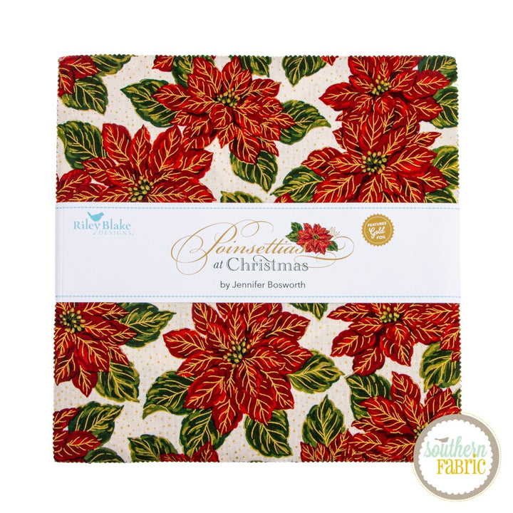 Poinsettias at Christmas - Layer Cake (42 pcs) by Jennifer Bosworth for Riley Blake
