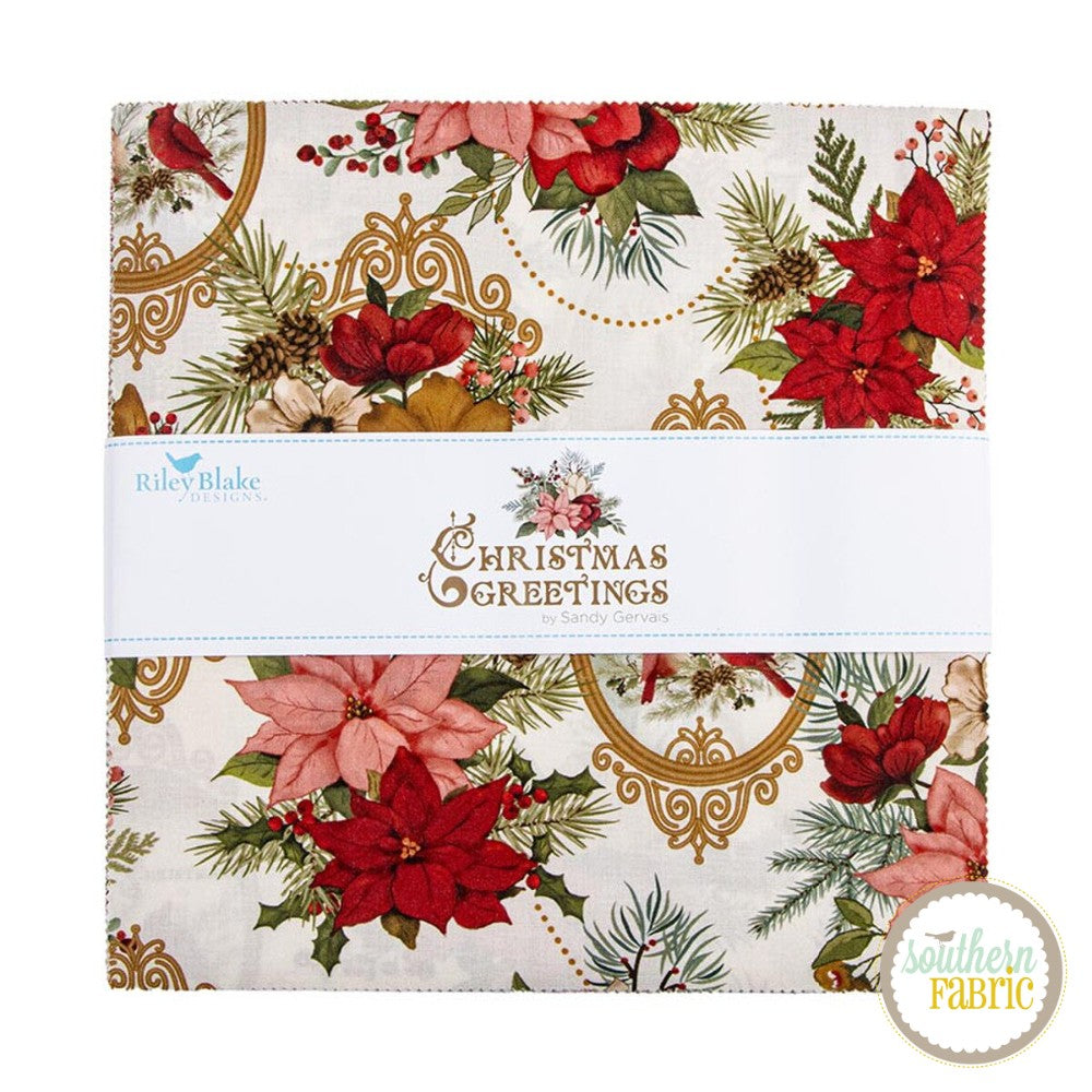 Christmas Greetings - Layer Cake (42 pcs) by Sandy Gervais for Riley Blake