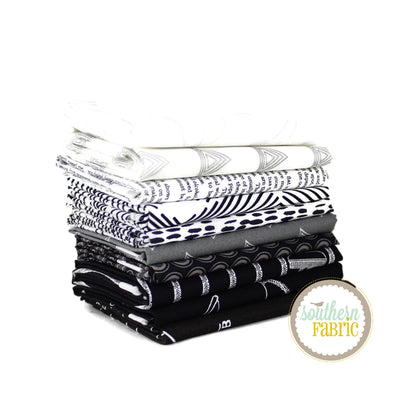 Colored Bundles - Half Yard Bundle (10 pcs) by Mixed Designers for Southern Fabric (BLACK.HY)