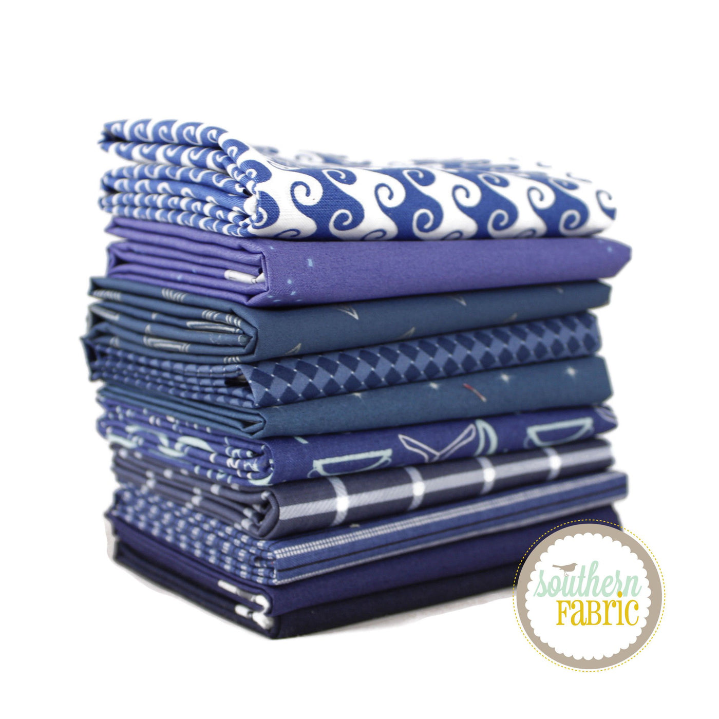 Colored Bundles - Fat Quarter Bundle (10 pcs) by Mixed Designers for Southern Fabric (DARKBLUE.FQ)