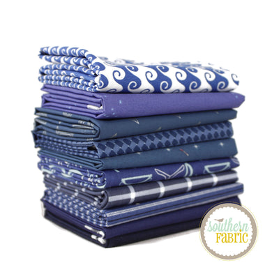 Colored Bundles - Fat Quarter Bundle (10 pcs) by Mixed Designers for Southern Fabric (DARKBLUE.FQ)