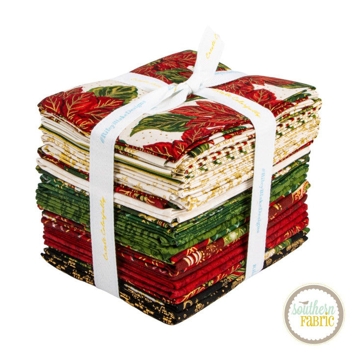 Poinsettias at Christmas - Fat Quarter Bundle (24 pcs) by Jennifer Bosworth for Riley Blake