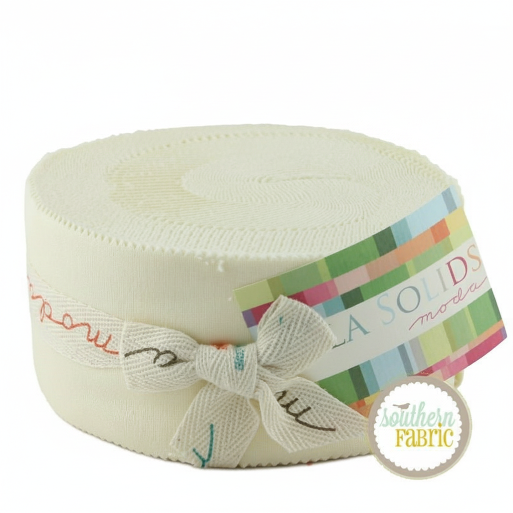 Bella Solids - Snow - Jelly Roll (40 pcs) by Moda