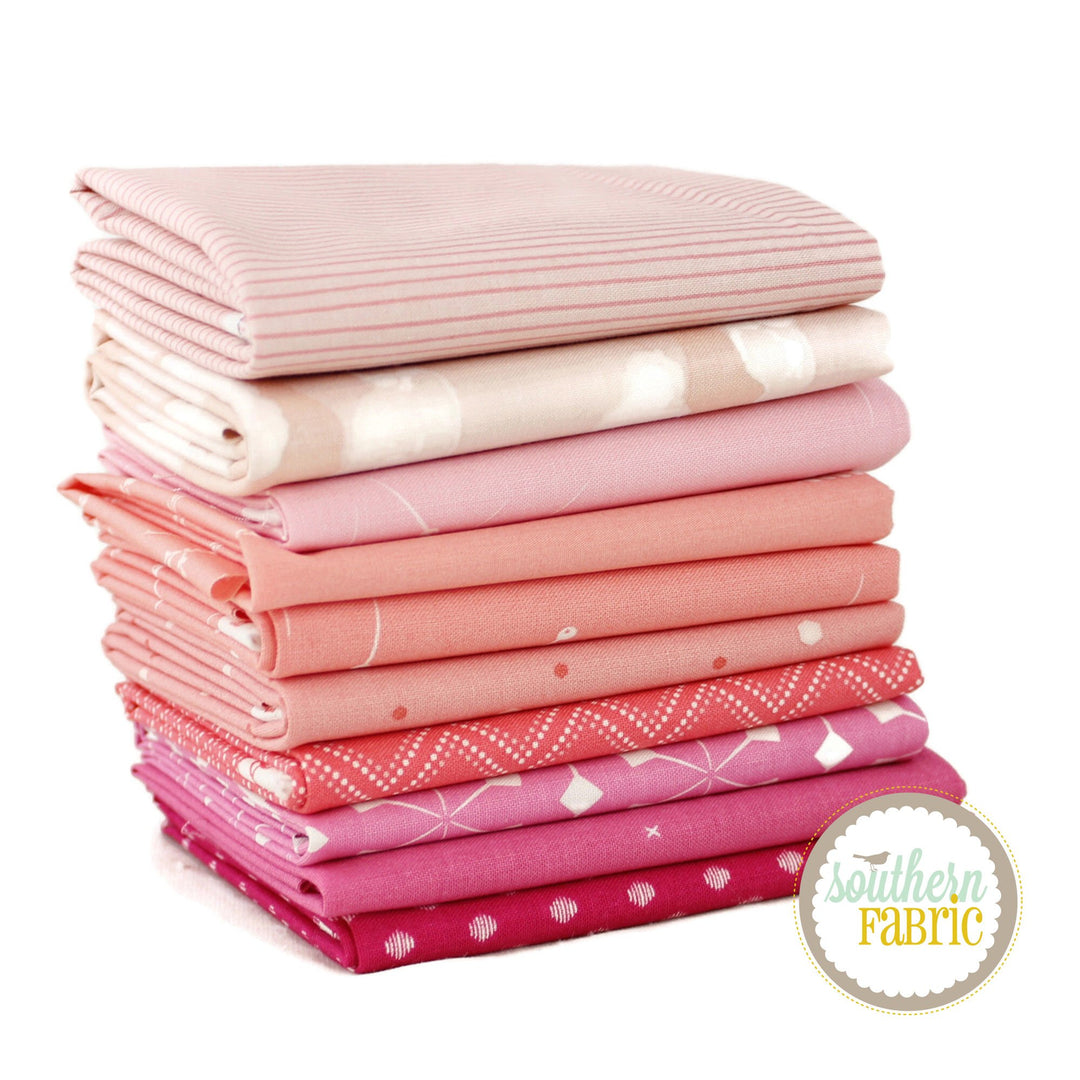 Colored Bundles - Fat Quarter Bundle (10 pcs) by Mixed Designers for Southern Fabric (PINK.FQ)
