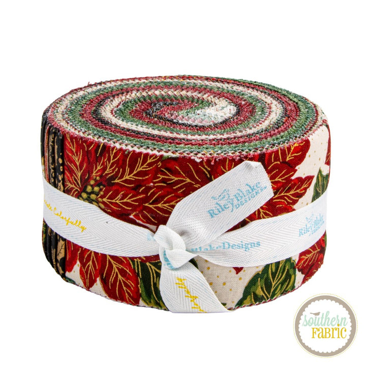 Poinsettias at Christmas - Jelly Roll (40 pcs) by Jennifer Bosworth for Riley Blake