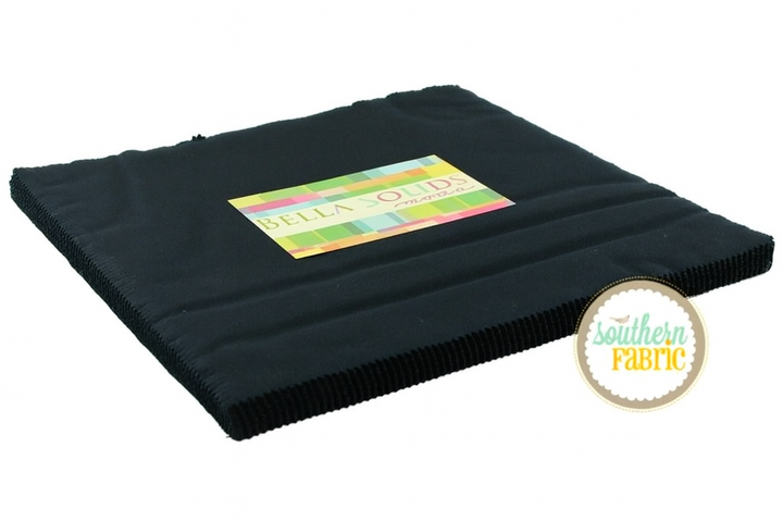 Bella Solids - Black - Layer Cake (42 pcs) by Moda