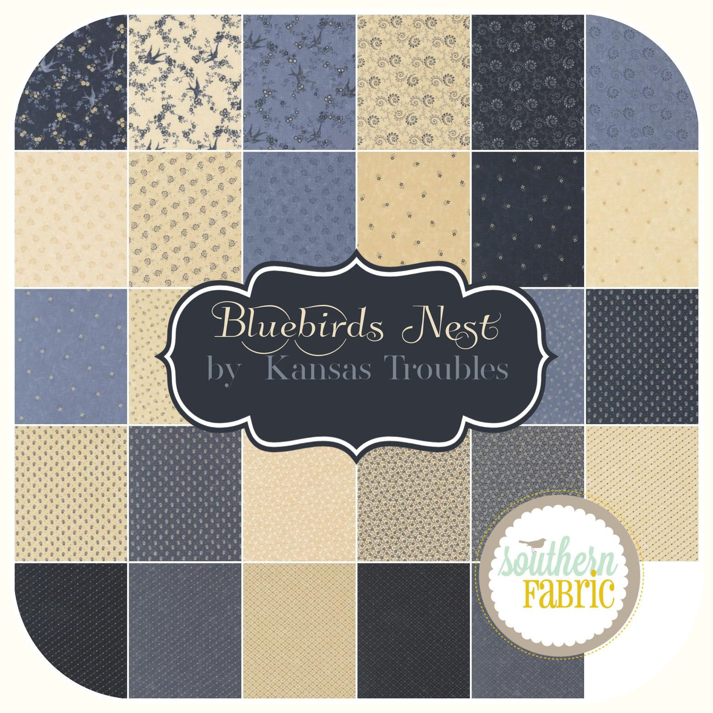 Bluebirds Nest - Layer Cake (42 pcs) by Kansas Troubles for Moda (9800LC)