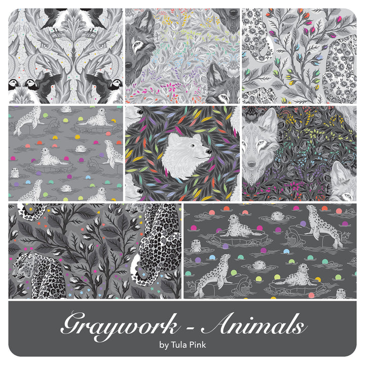 Graywork - Animals - Half Yard Bundle (8 pcs) by Tula Pink for Free Spirit