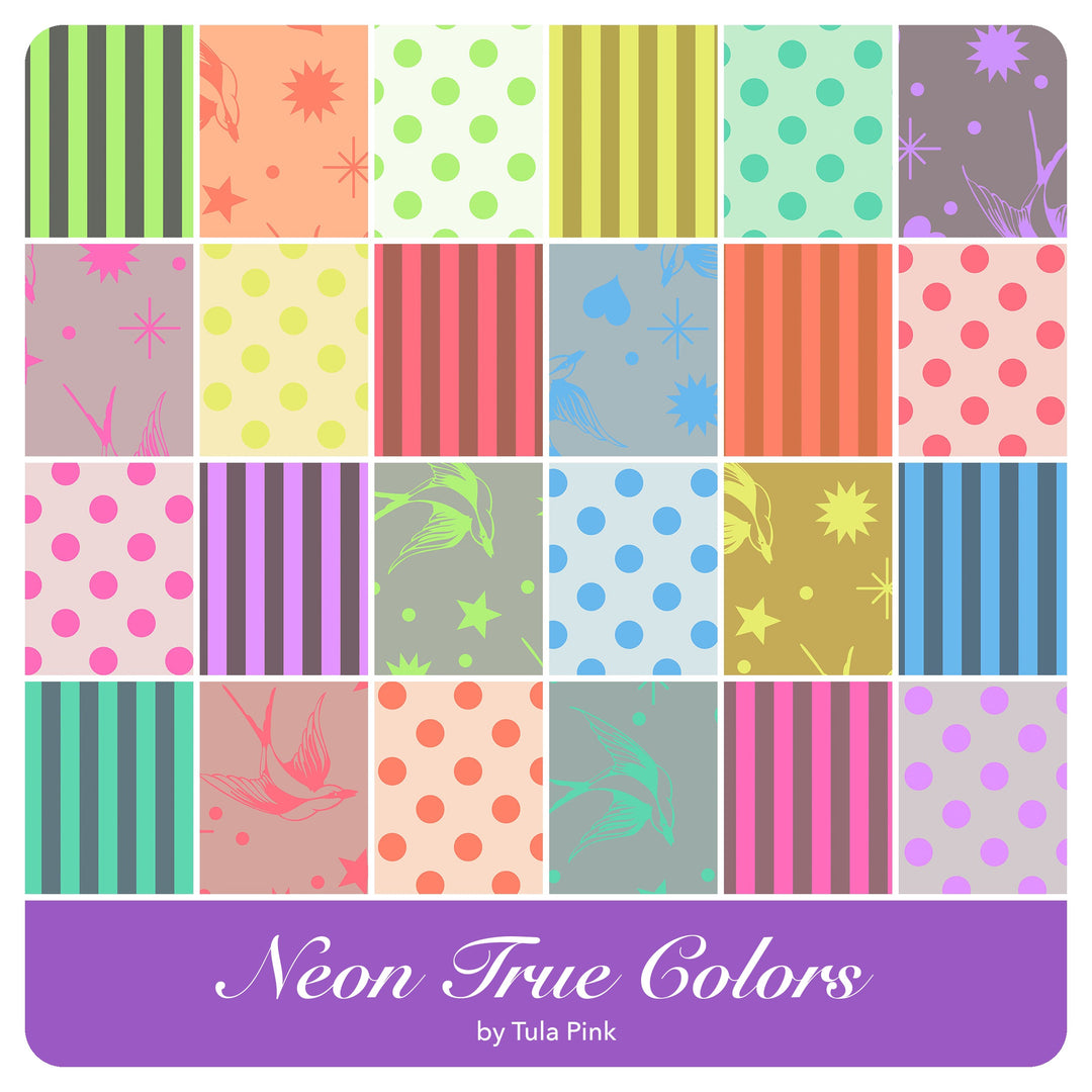 Neon True Colors - Half Yard Bundle (10 pcs) by Tula Pink for Free Spirit
