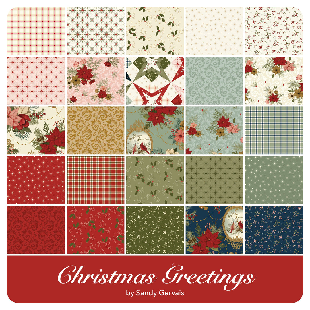 Christmas Greetings - Layer Cake (42 pcs) by Sandy Gervais for Riley Blake
