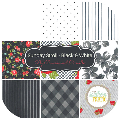 Sunday Stroll - Black and White Half Yard Bundle (9 pcs) by Bonnie and Camille for Moda