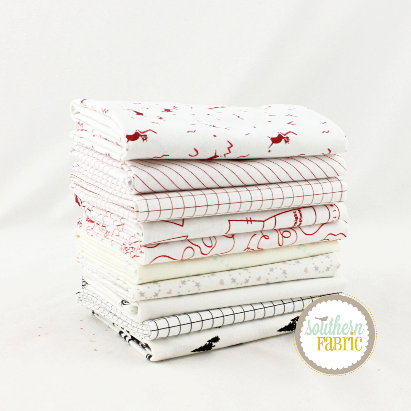 White Low Volume - Half Yard Bundle (10 pcs) by Mixed Designers for Southern Fabric