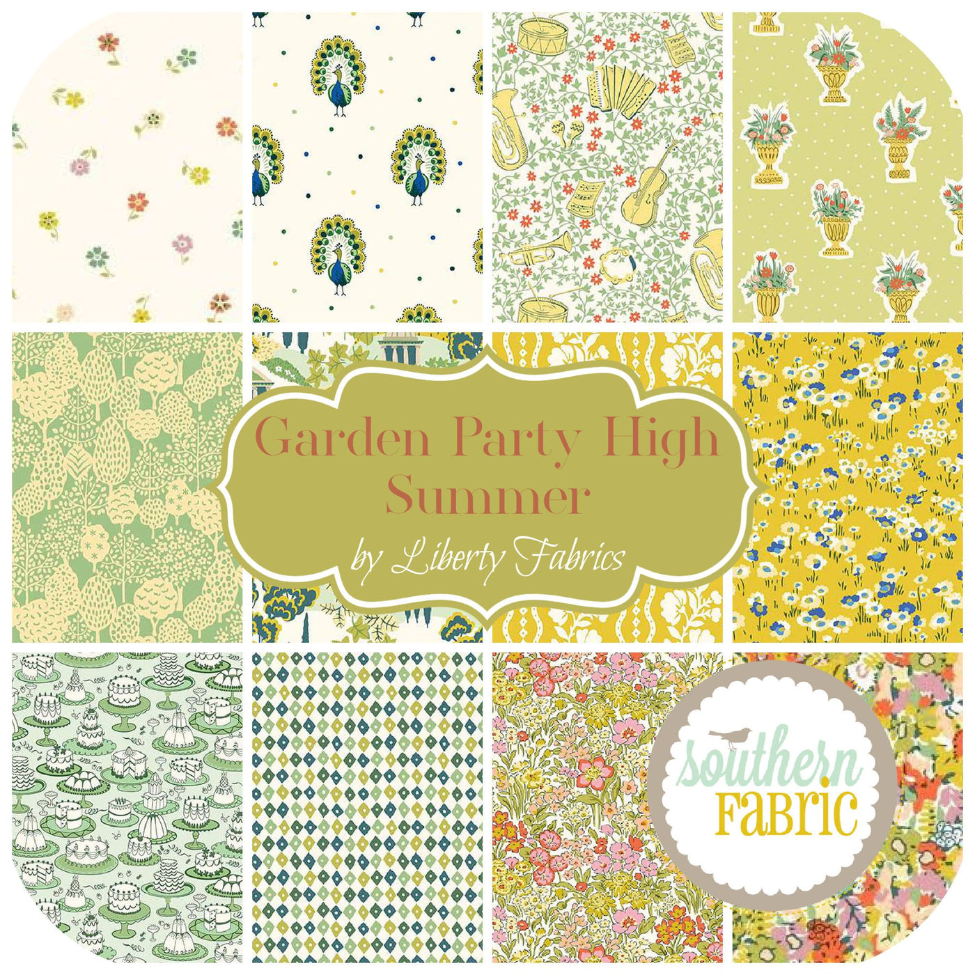 Garden Party High Summer Fat Quarter Bundle (12 pcs) by Liberty Fabrics for Riley Blake (FQ-LGARDENB-12)