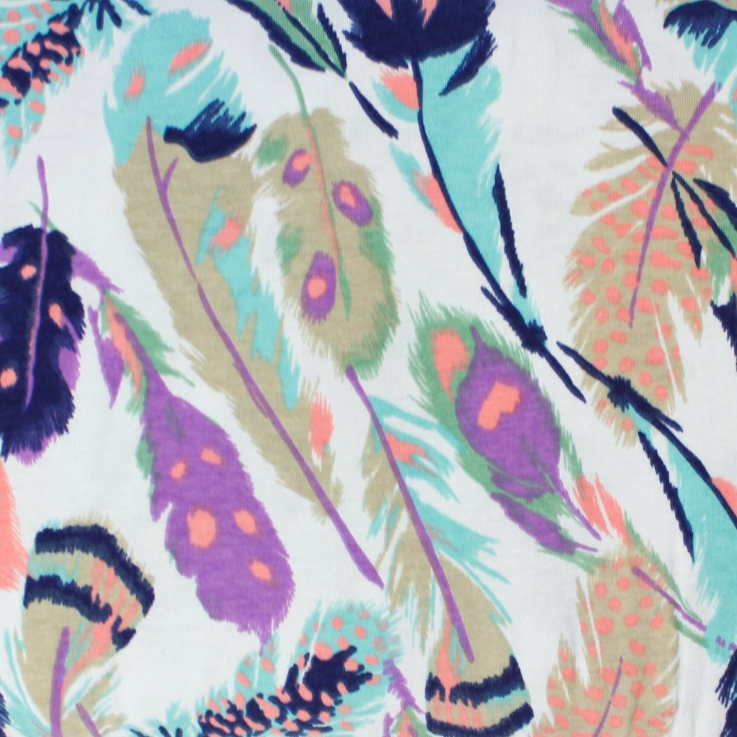 Feathers - Knit Fabric by Girl Charlie  PRICE PER HALF YARD