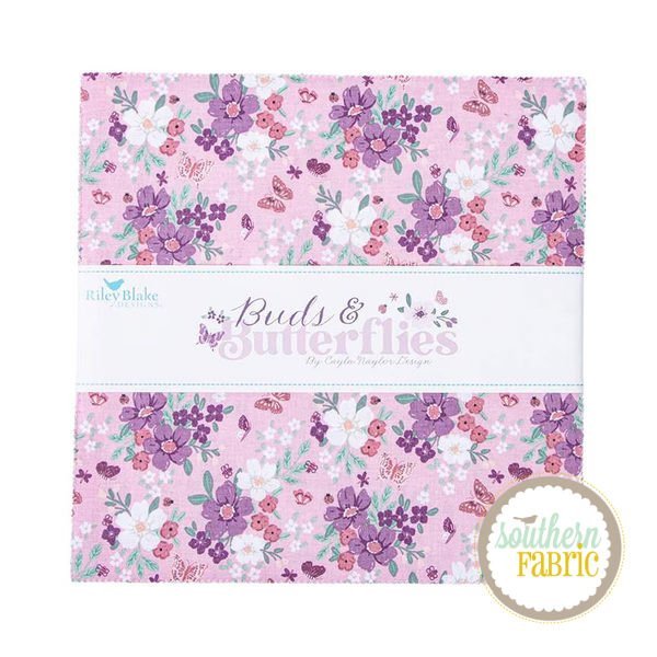 Buds & Butterflies - Layer Cake (42 pcs) by Cayla Naylor for Riley Blake (10-15350-42)