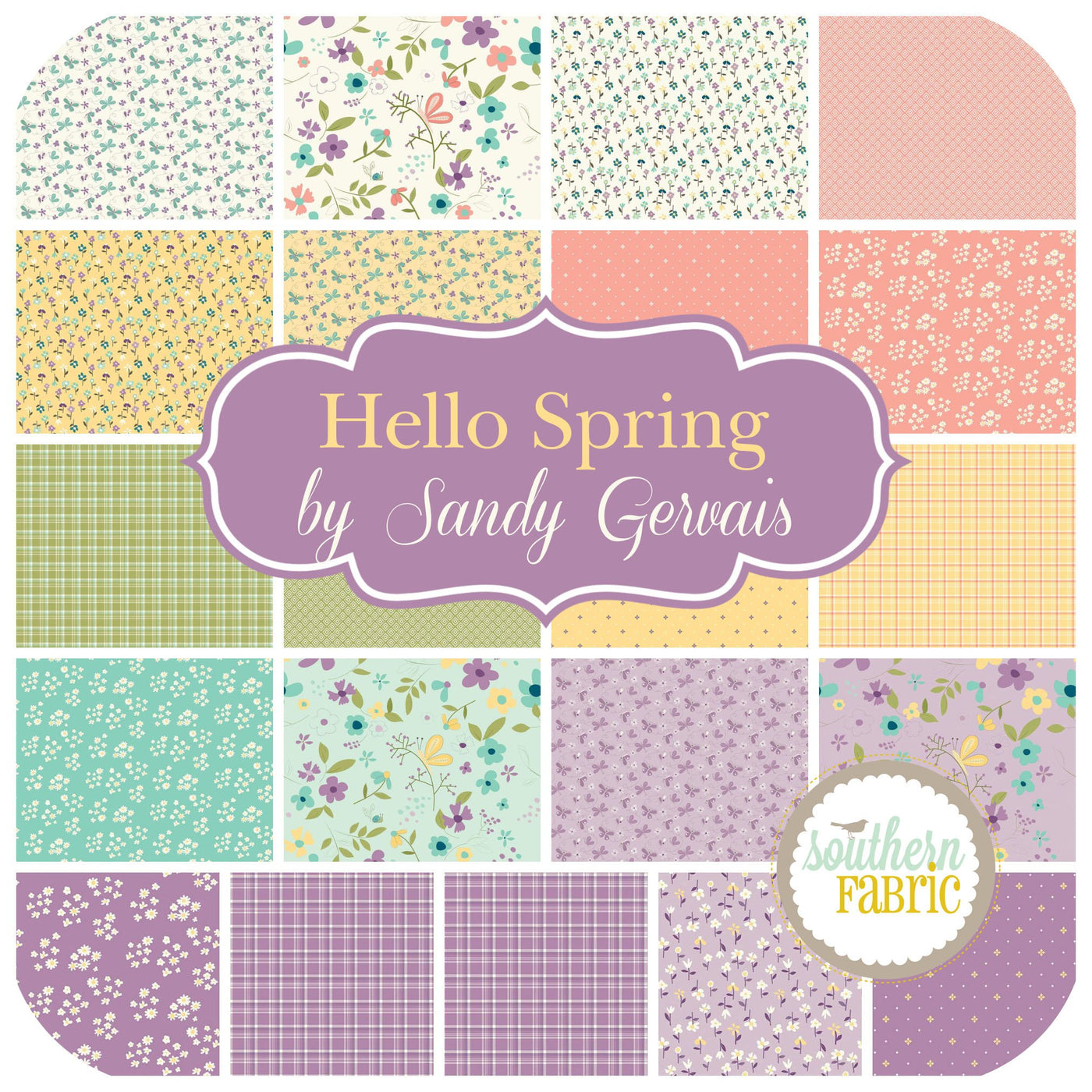 Hello Spring Jelly Roll (40 pcs) by Sandy Gervais for Riley Blake (RP-12960-40)