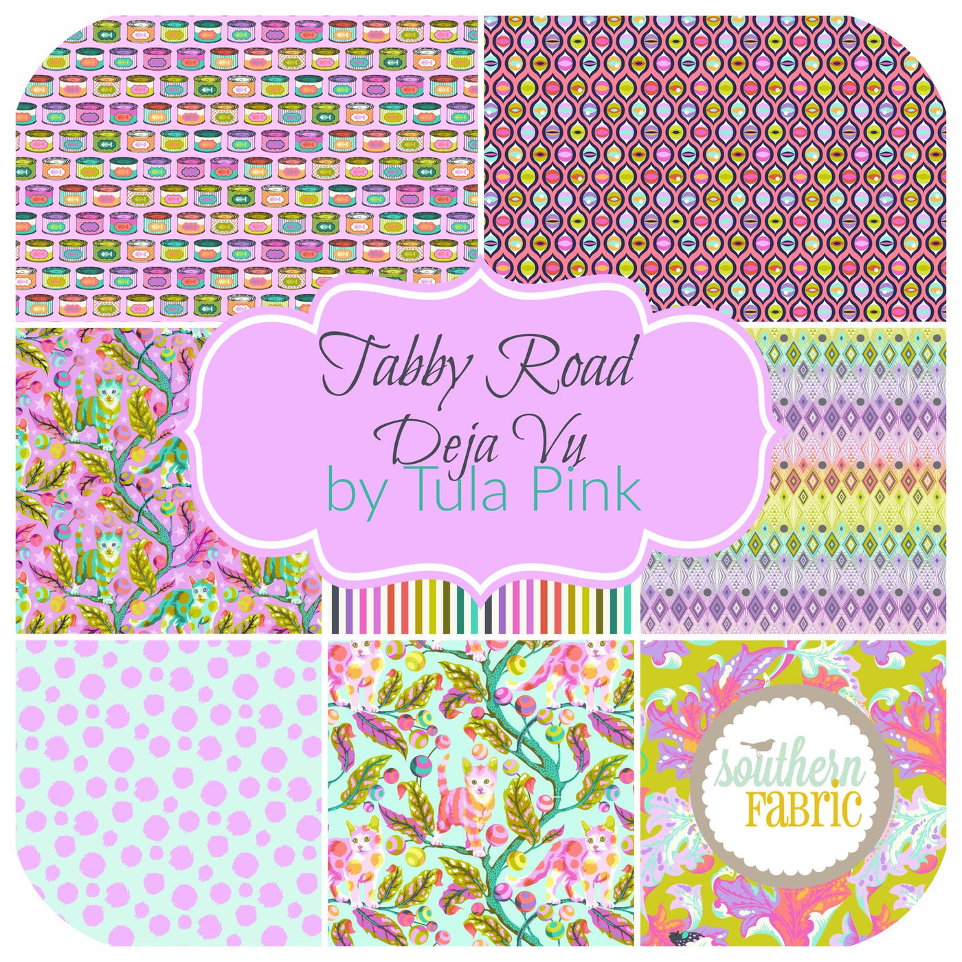 Tabby Road Deja Vu Fat Quarter Bundle (8 pcs) by Tula Pink for Free Spirit (TP.TRDV.FQ)