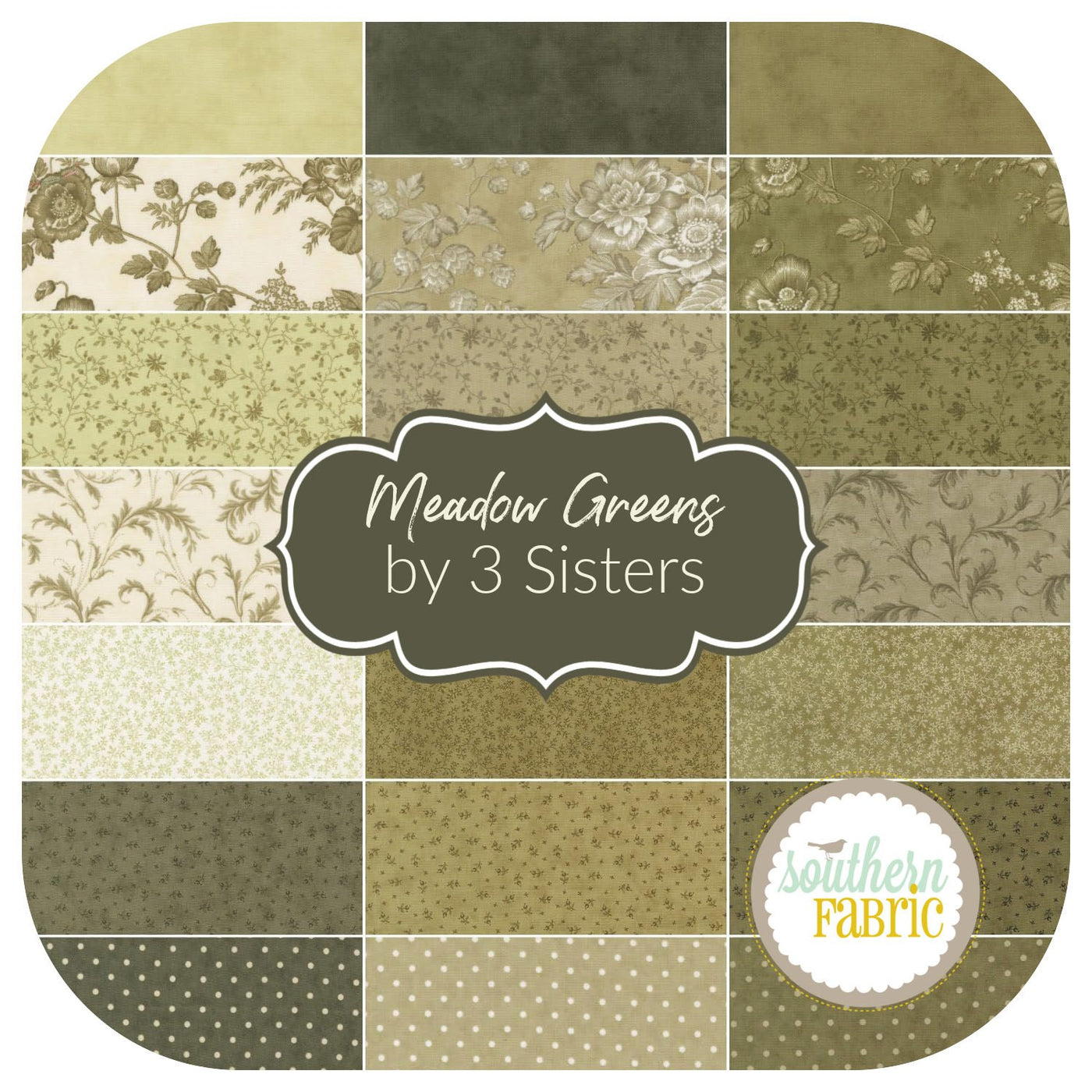 LM-IMAGE-138626071-Meadow Greens - Fat Quarter Bundle (21 pcs) by 3 Sisters for Moda (44362AB)