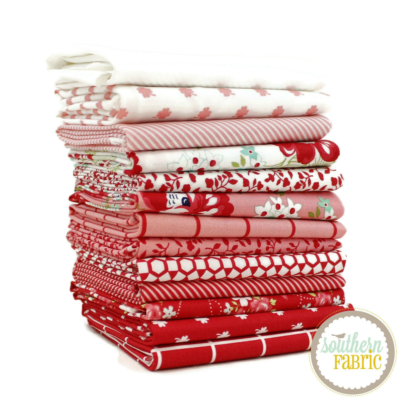 One Fine Day - Pink and Red Fat Quarter Bundle (13 pcs) by Bonnie and Camille for Moda