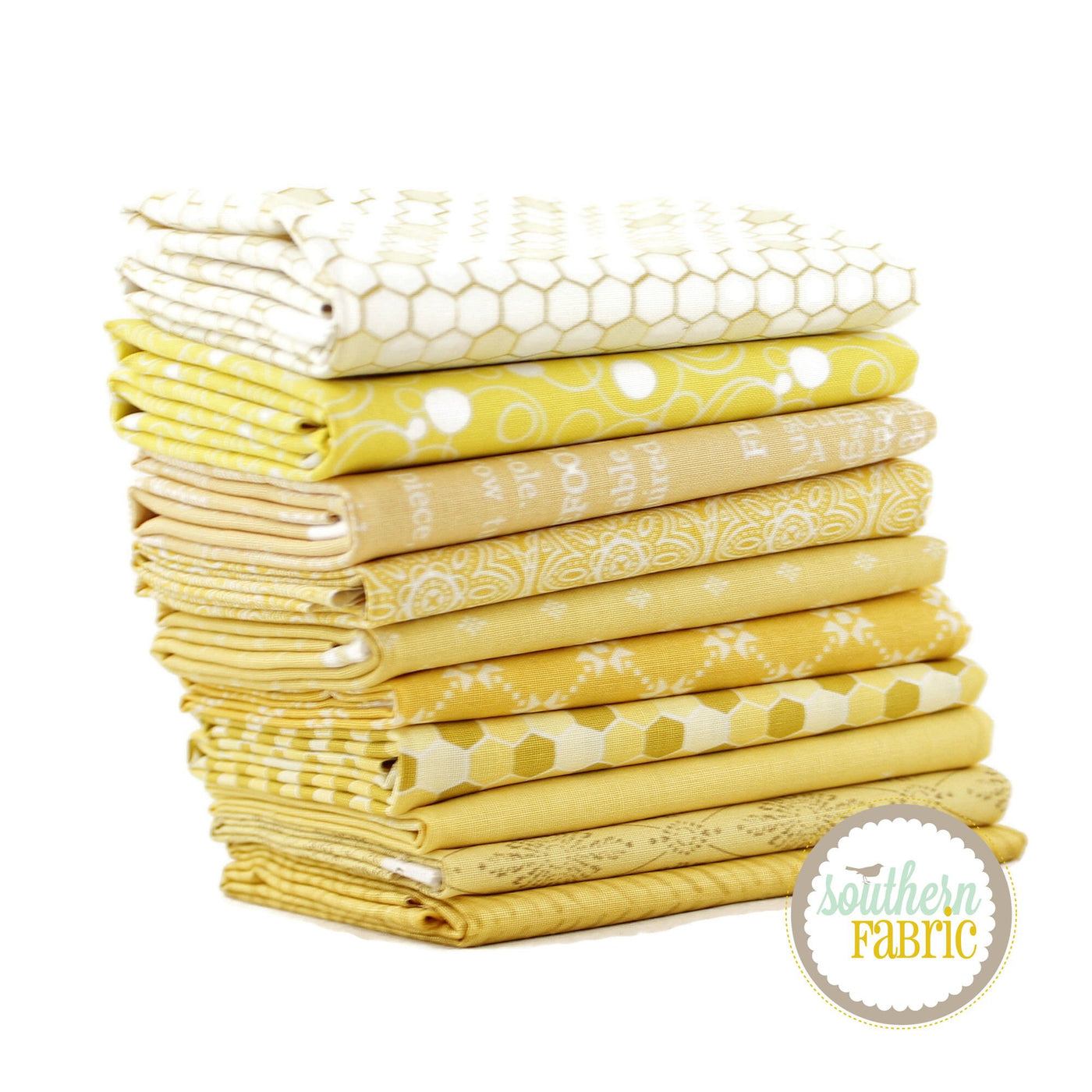 Yellow Half Yard Bundle (10 pcs) by Mixed Designers for Southern Fabric