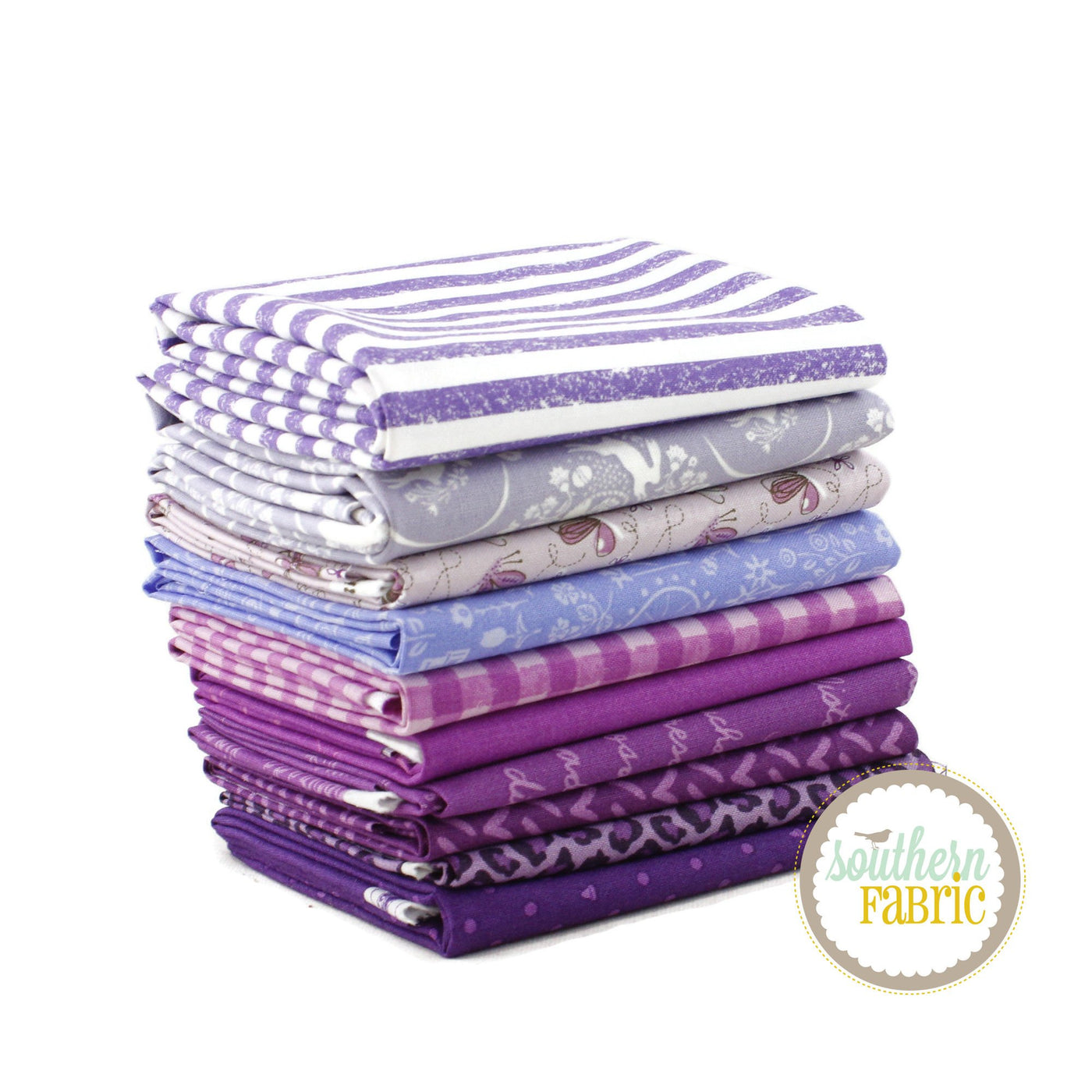 Violet and Purple Half Yard Bundle (10 pcs) by Mixed Designers for Southern Fabric