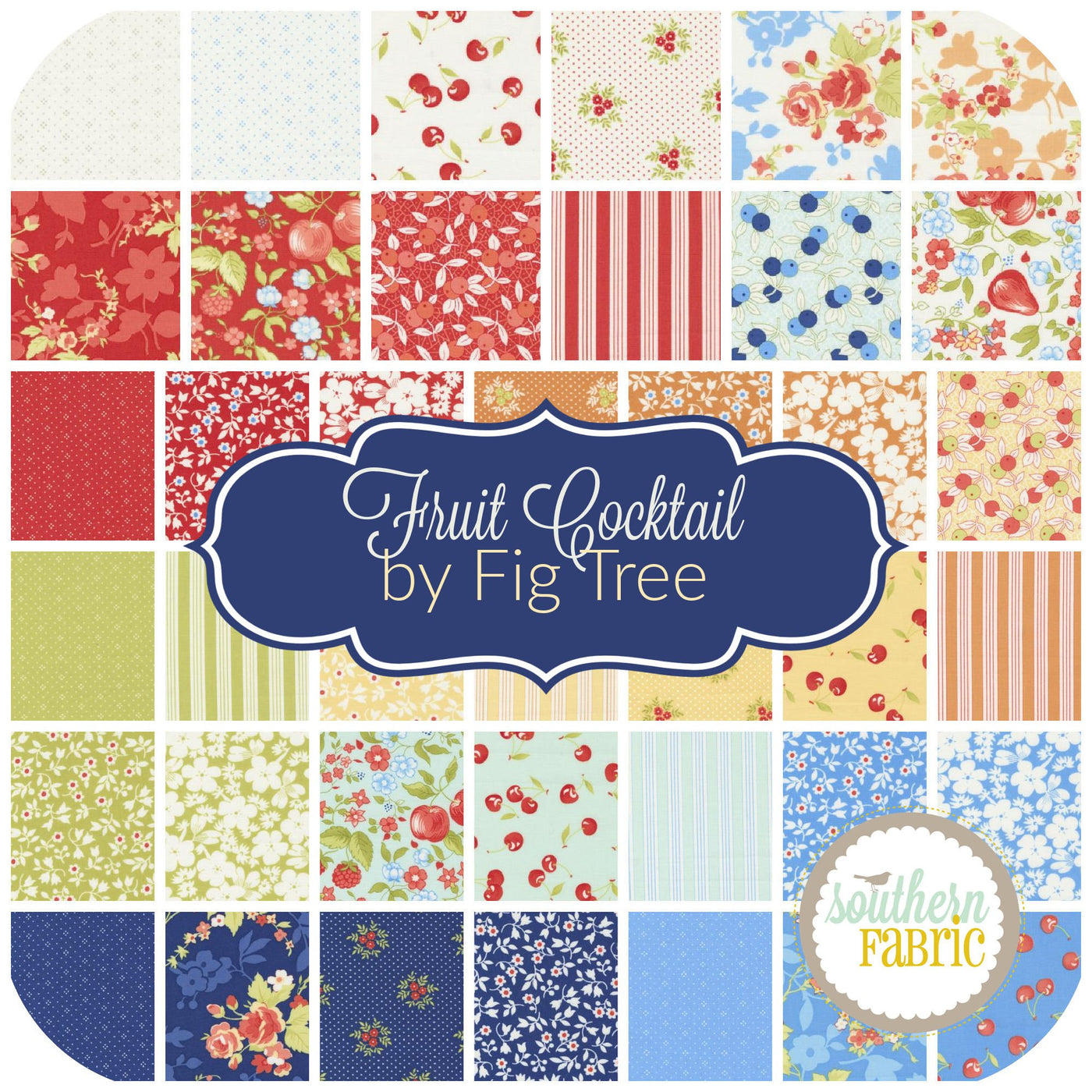 Fruit Cocktail Charm Pack (42 pcs) by Fig Tree for Moda (20460PP)