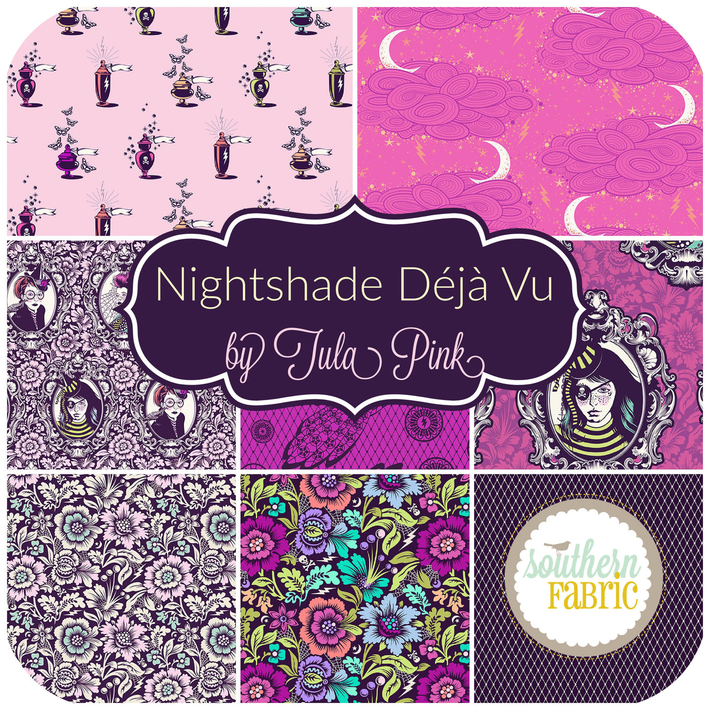 Nightshade Déjà Vu - Fat Quarter Bundle (8 pcs) by Tula Pink for Free Spirit (DJV.TP.FQ)