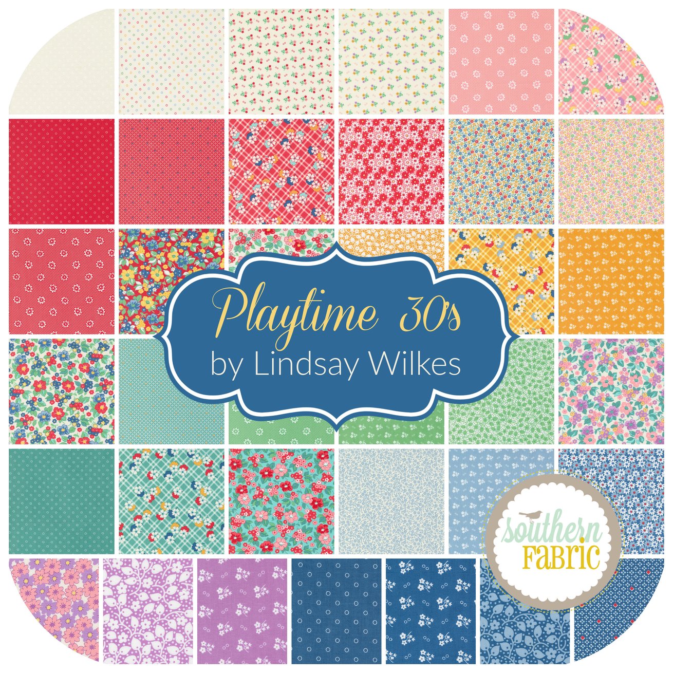 Playtime 30's - Fat Quarter Bundle (34 pcs) by Lindsay Wilkes for Riley Blake (FQ-15150-30)