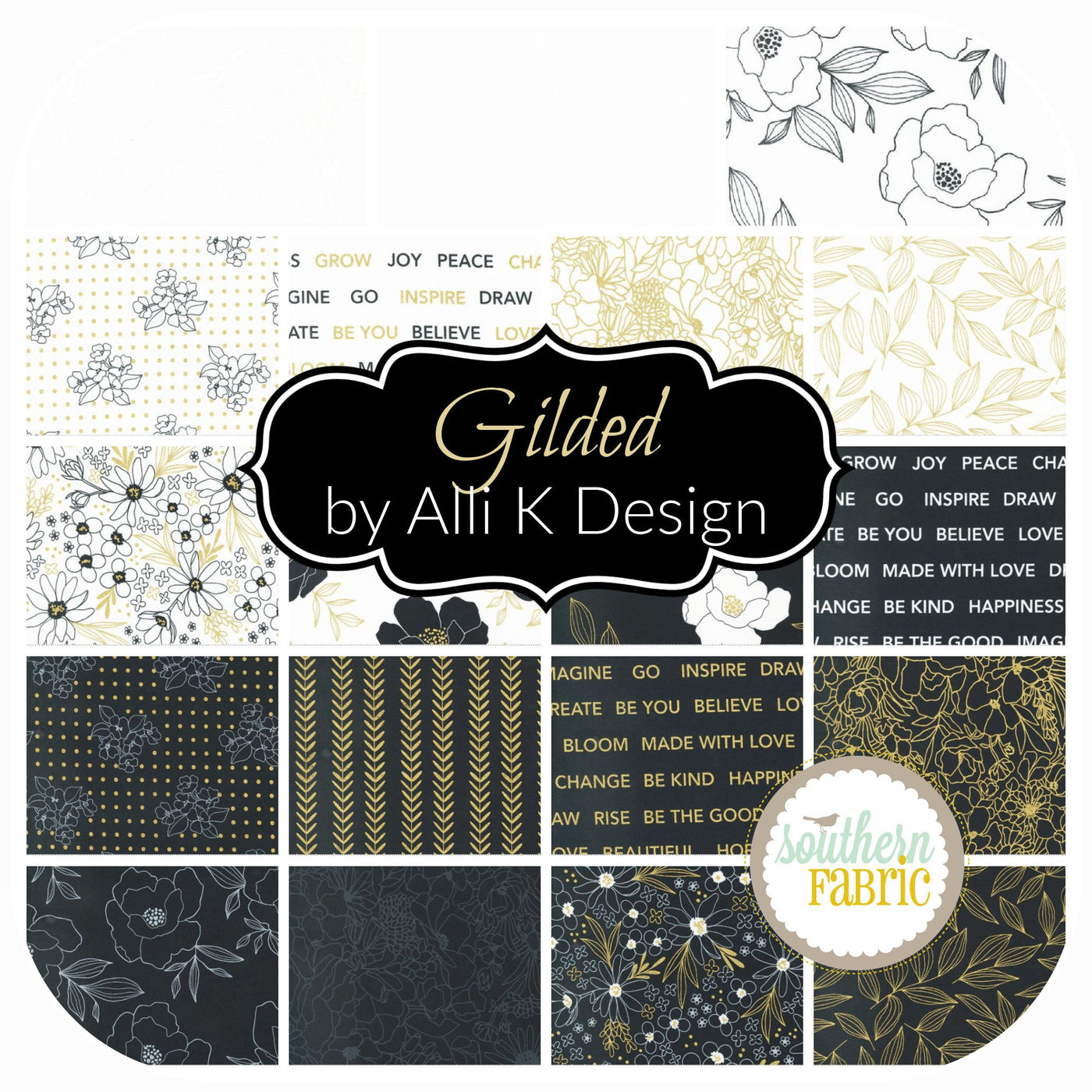 Gilded Fat Quarter Bundle (21 pcs) by Alli K Design for Moda (11530AB)