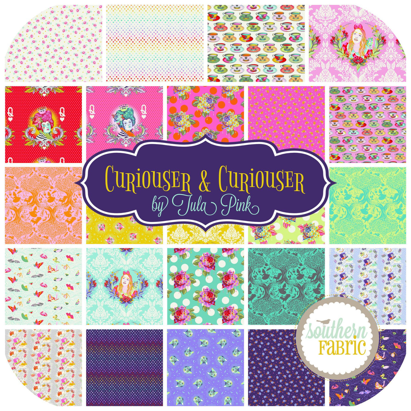 Curiouser and Curiouser Half Yard Bundle (25 pcs) by Tula Pink for Free Spirit
