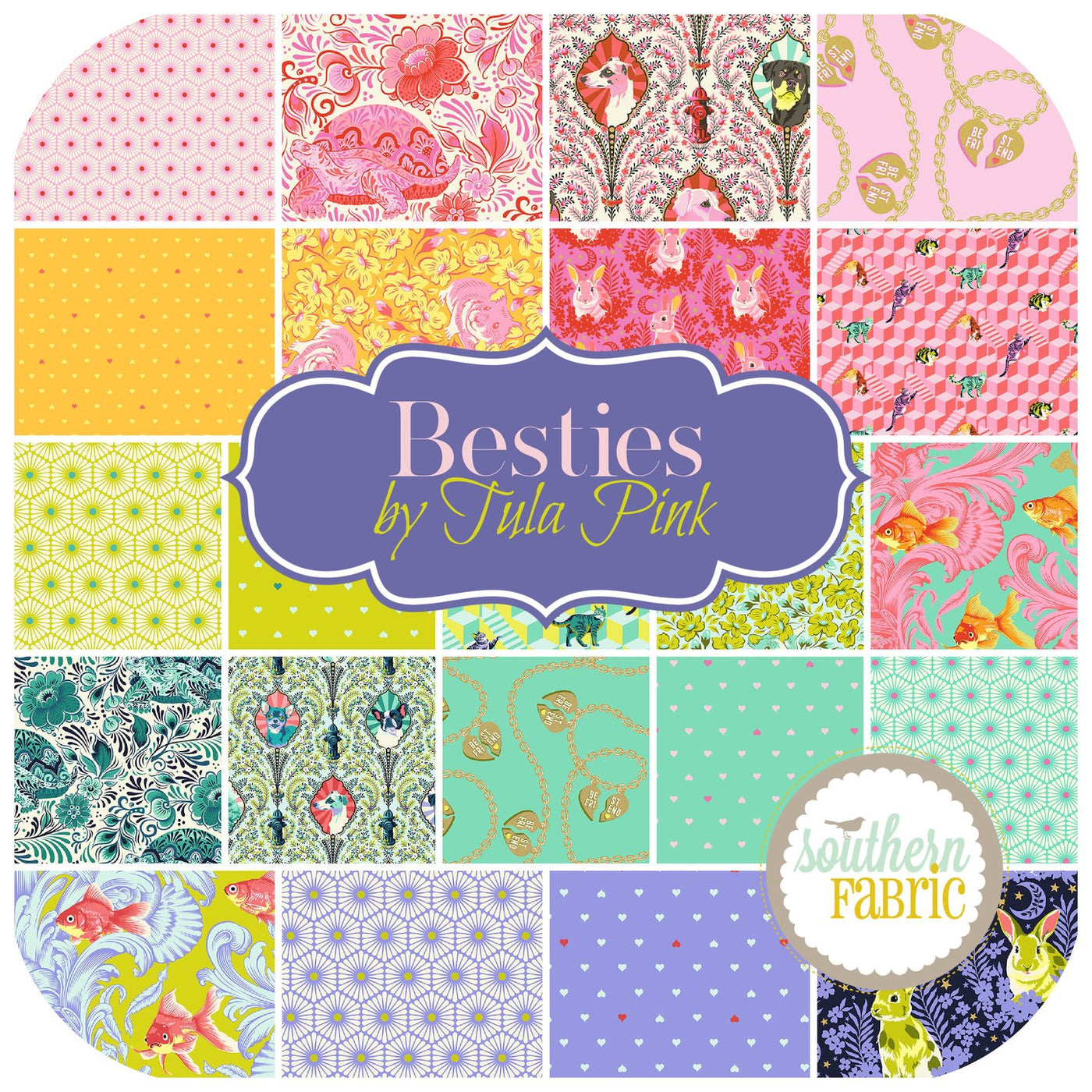Besties Jelly Roll (40 pcs) by Tula Pink for Free Spirit (FB4DRTP.BESTIES)