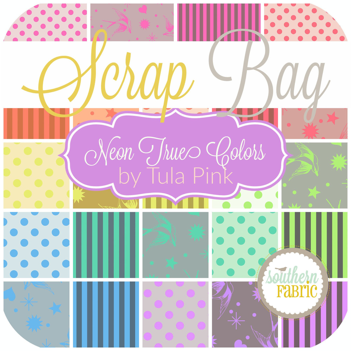Neon True Colors Scrap Bag (approx 2 yards) by Tula Pink for Free Spirit (TP.NTC.SB)