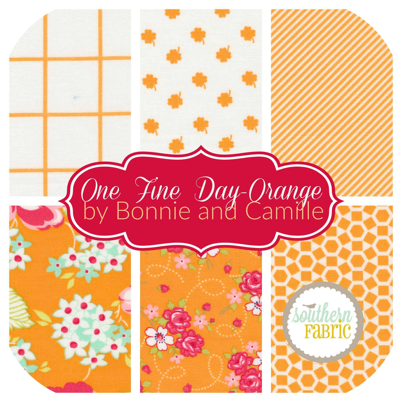 One Fine Day - Orange Fat Quarter Bundle (6 pcs) by Bonnie & Camille for Moda (BC.OFD.OR.FQ)