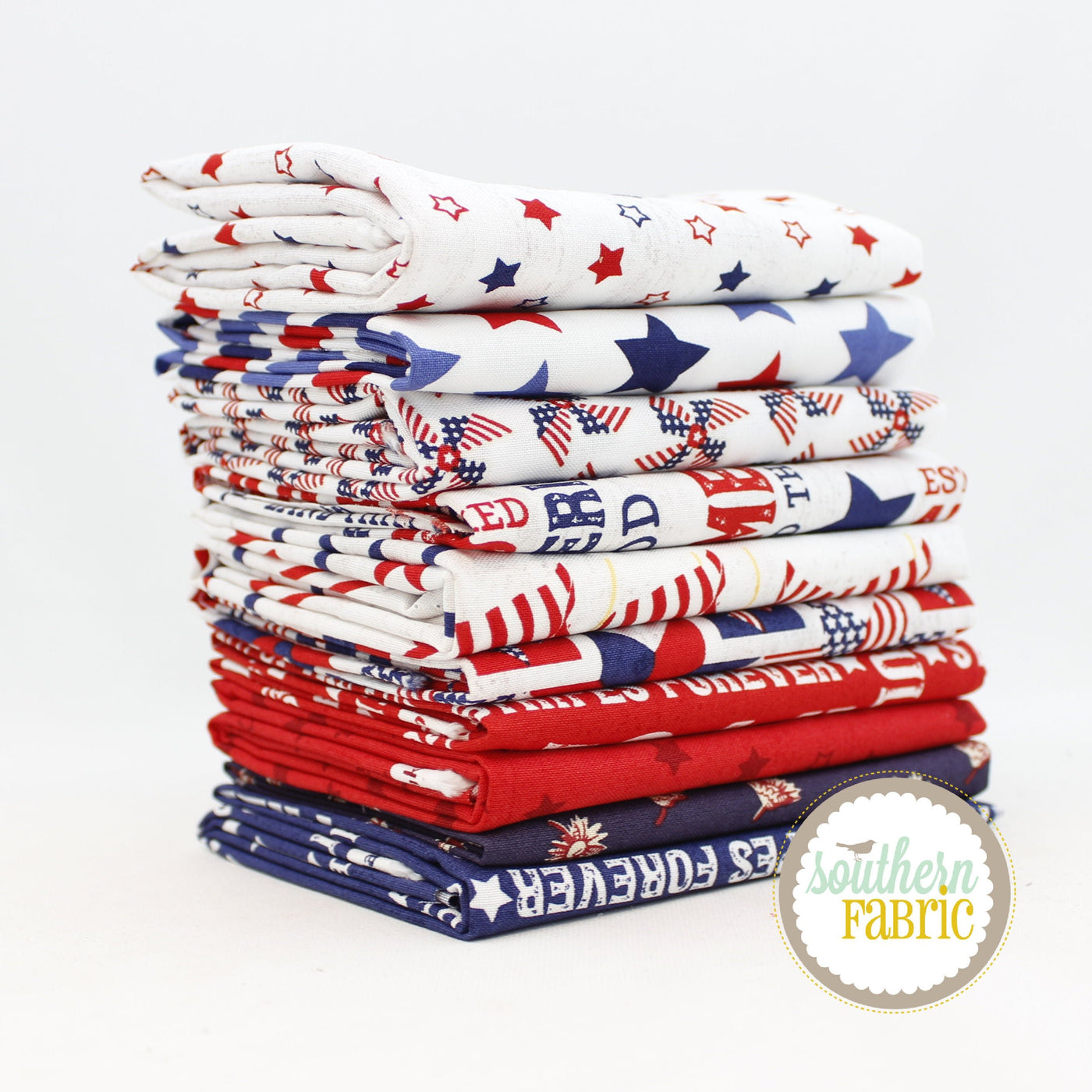 Patriotic Fat Quarter Bundle (10 pcs) by Mixed Designers for Southern Fabric (PATR.FQ)