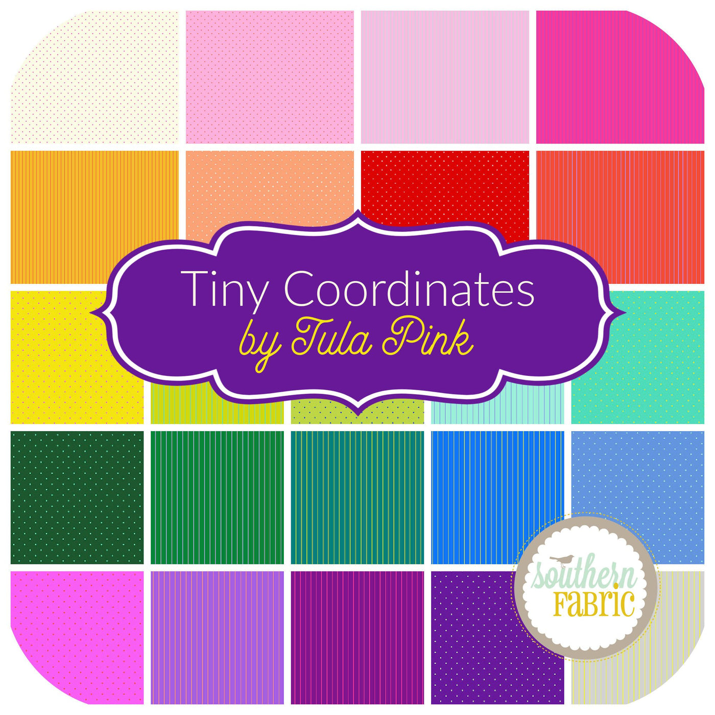 Tiny Coordinates Charm Pack (42 pcs) by Tula Pink for Free Spirit (FB6CPTP.TINYCOOR)