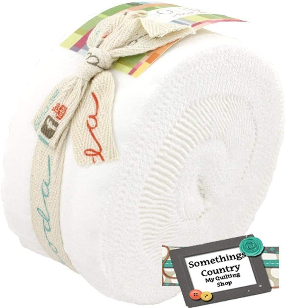 Bella Solids - White Jelly Roll (40 pcs) by Moda House Designer for Moda (9900JR 98)