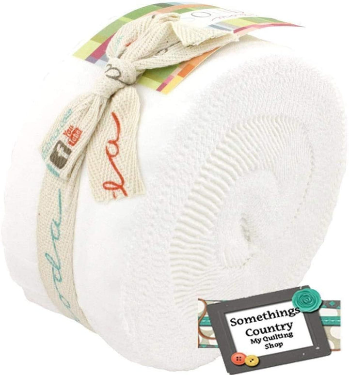 Bella Solids - White Jelly Roll (40 pcs) by Moda House Designer for Moda (9900JR 98)