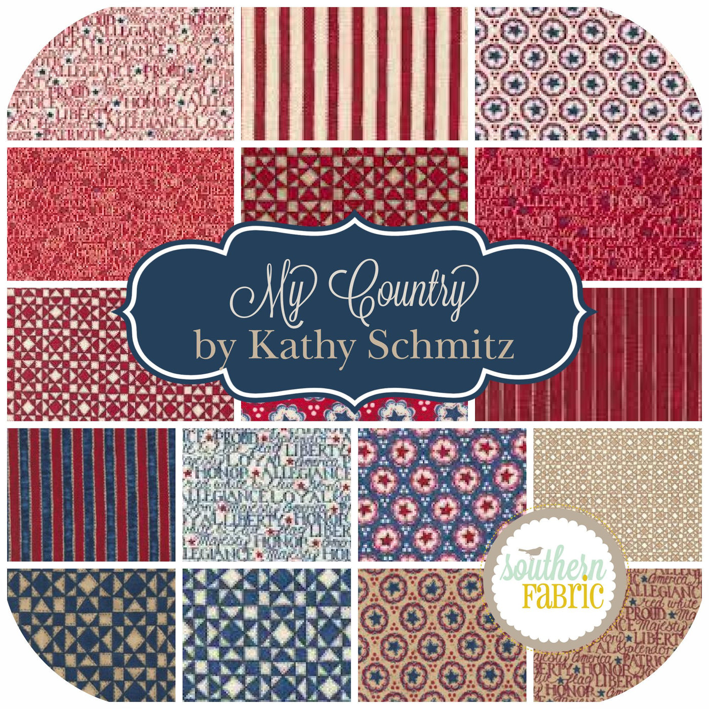 My Country Fat Eighth Bundle (22 pcs) by Kathy Schmitz for Moda (7040F8)