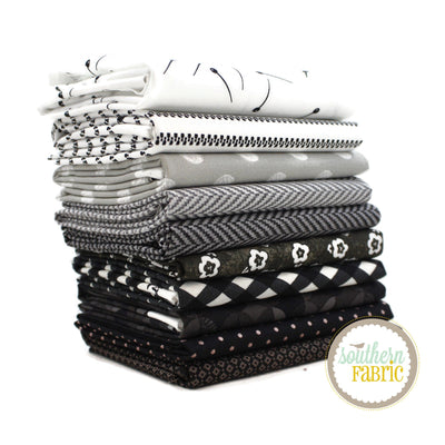 Black, White, and Grey Scrap Bag (approx 2 yards) by Mixed Designers for Southern Fabric