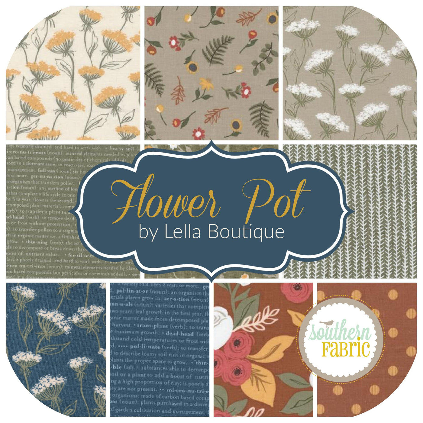 Flower Pot Fat Quarter Bundle (10 pcs) by Lella Boutique for Moda (LB.FP.FQ)