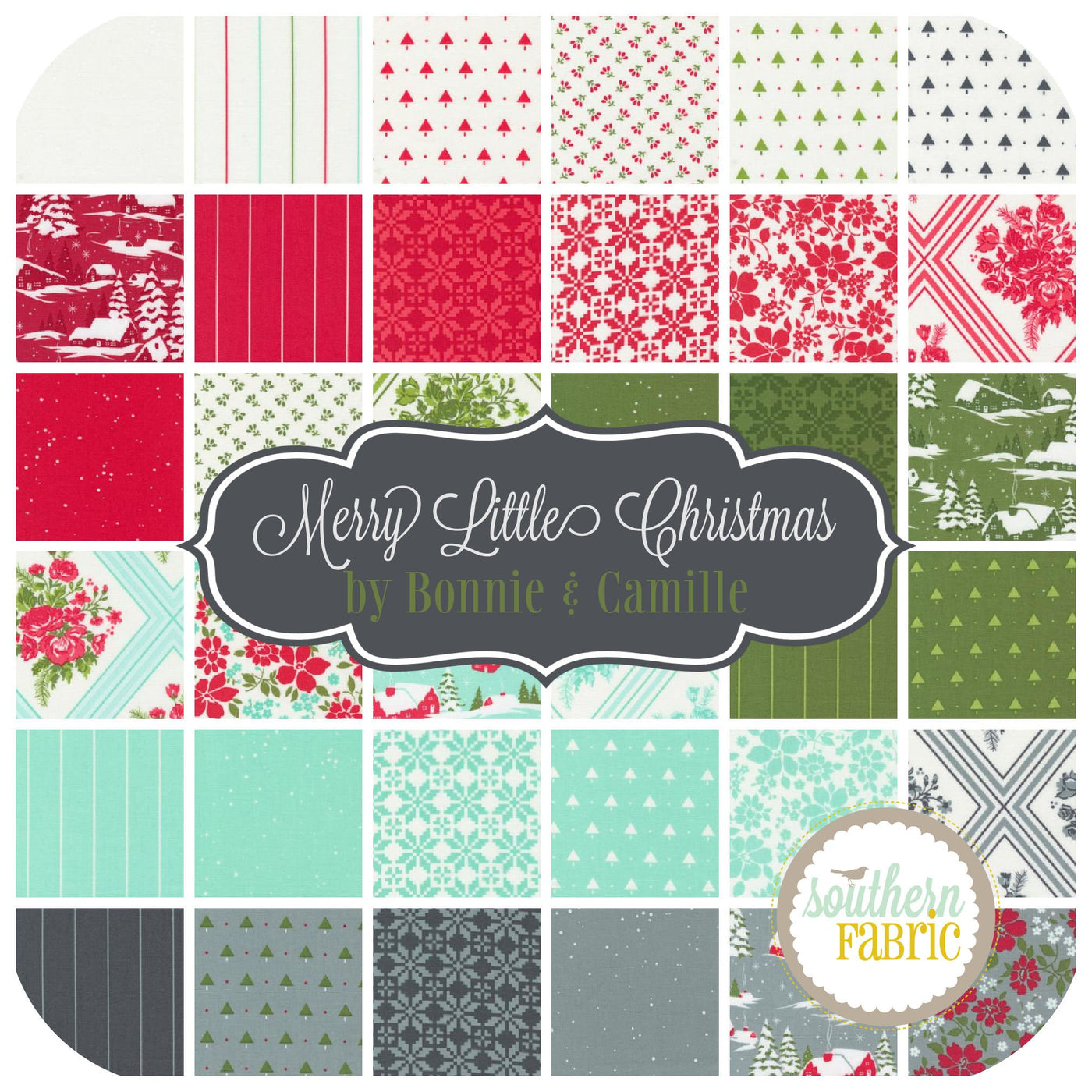 Merry Little Christmas Mini Charm Pack (42 pcs) by Bonnie and Camille for Moda