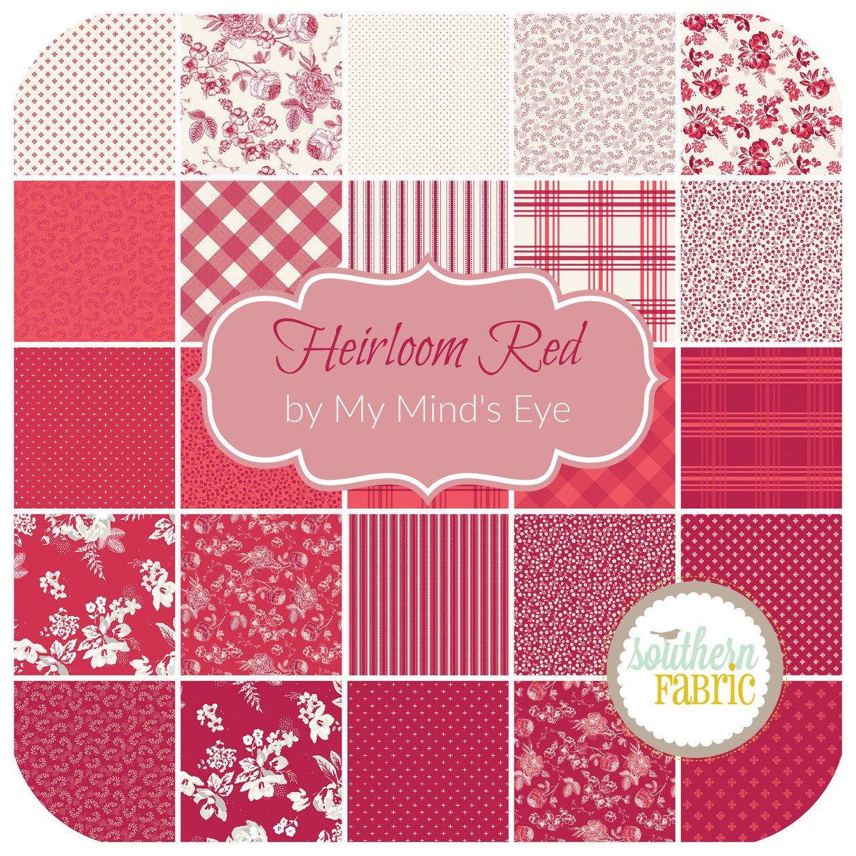Heirloom Red Layer Cake (42 pcs) by My Mind's Eye for Riley Blake (10-14340-42)