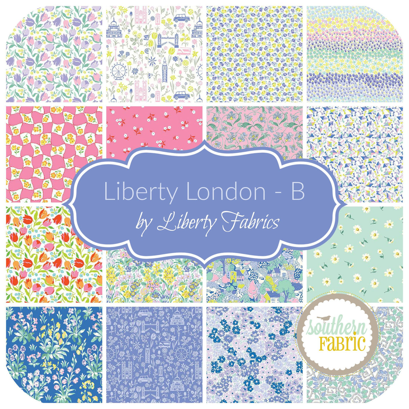 Liberty London - B Layer Cake (42 pcs) by Liberty Fabrics for Riley Blake (10-LLONDONPARKSB-42)