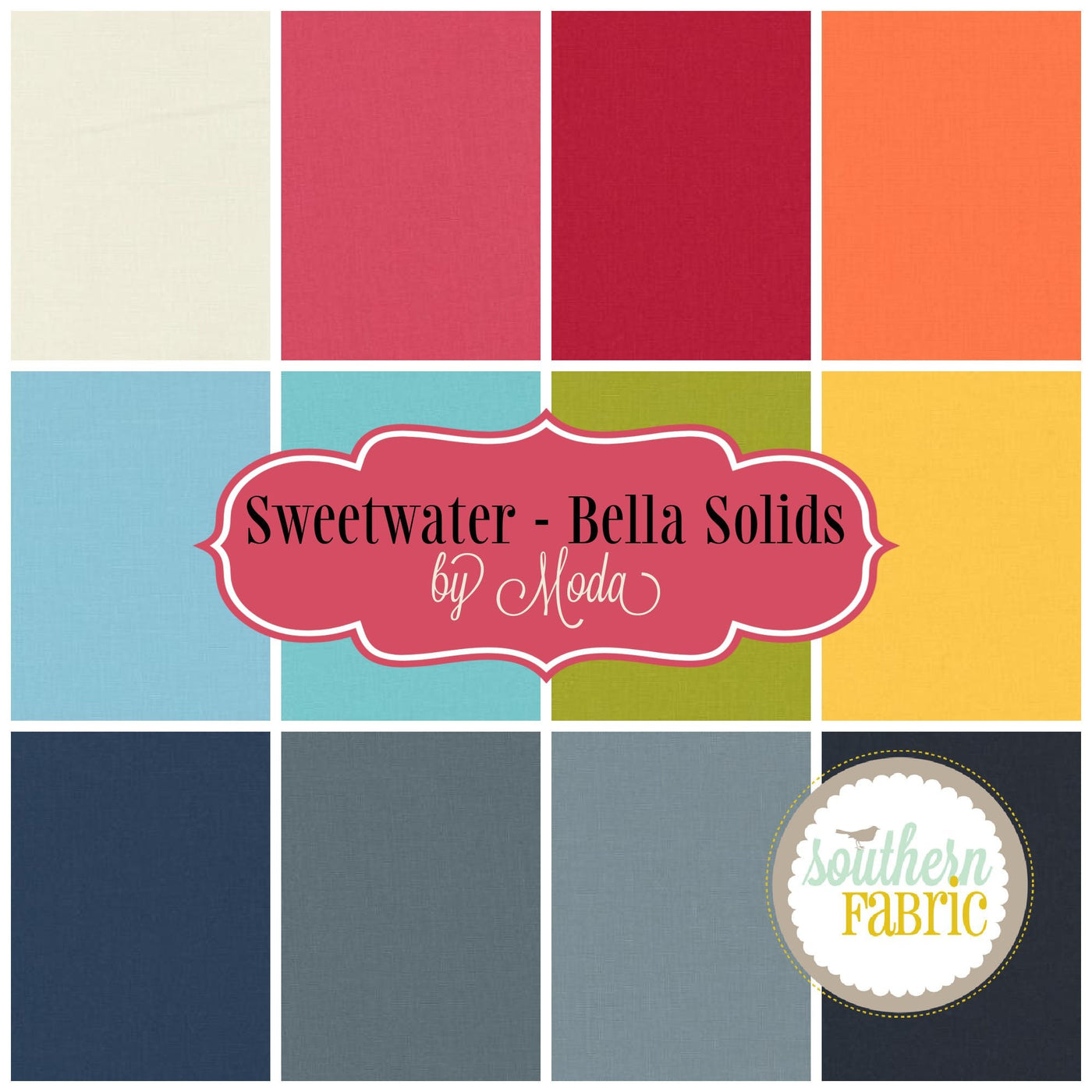 Bella Solids - Select Bundles - Sweetwater Fat Quarter Bundle (12 pcs) by Sweetwater for Moda